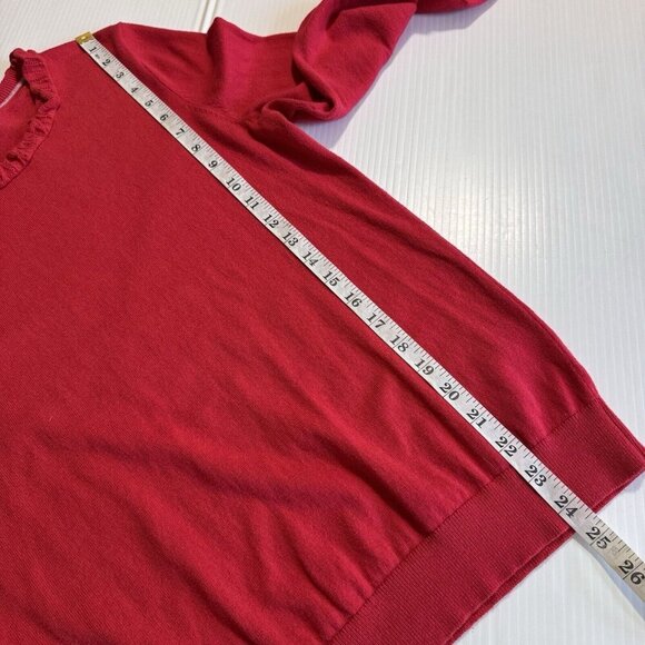 Boden Bernadette Wool Cotton Ruffle Neck Sleeves Red Sweater Size 8 - Picture 10 of 15